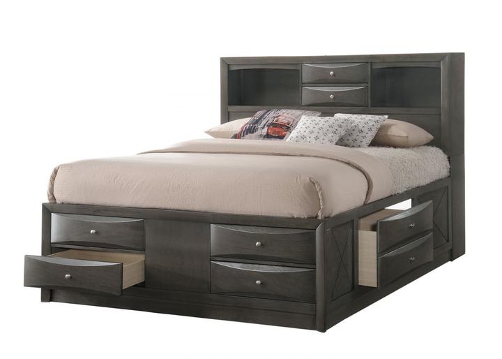 Emily Gray King Storage Platform Bed - Gate FurnitureKing Bed
