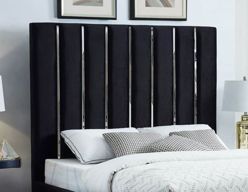 Enzo Velvet King Bed Black - Gate FurnitureKing Bed