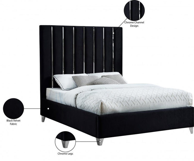 Enzo Velvet King Bed Black - Gate FurnitureKing Bed