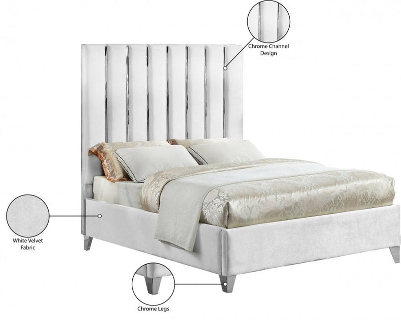 Enzo Velvet King Bed White - Gate FurnitureKing Bed