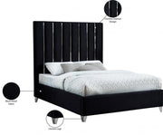 Enzo Velvet Queen Bed Black - Gate FurnitureQueen Bed