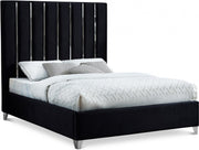 Enzo Velvet Queen Bed Black - Gate FurnitureQueen Bed