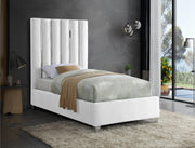 Enzo Velvet Twin Bed White - Gate FurnitureTwin Bed