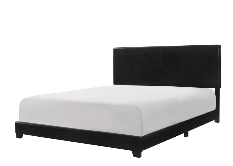 Erin Black Faux Leather Queen Bed - Gate FurnitureQueen Bed