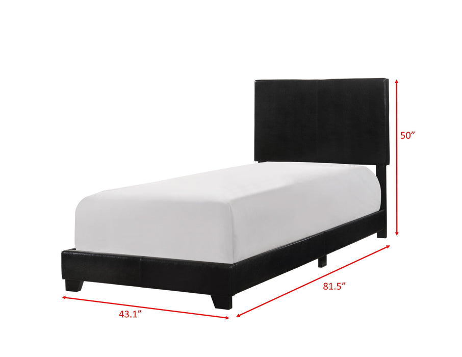 Erin Black Faux Leather Twin Bed - 5271PU-T - Gate Furniture