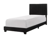 Erin Black Faux Leather Twin Bed - Gate FurnitureTwin Bed
