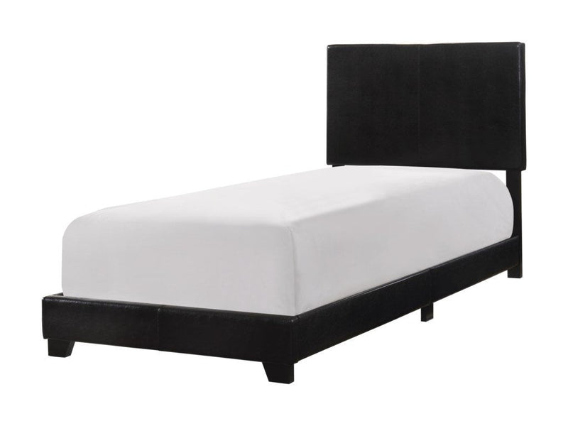 Erin Black Faux Leather Twin Bed - Gate FurnitureTwin Bed