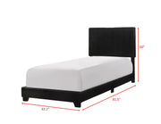 Erin Black Faux Leather Twin Bed - Gate FurnitureTwin Bed