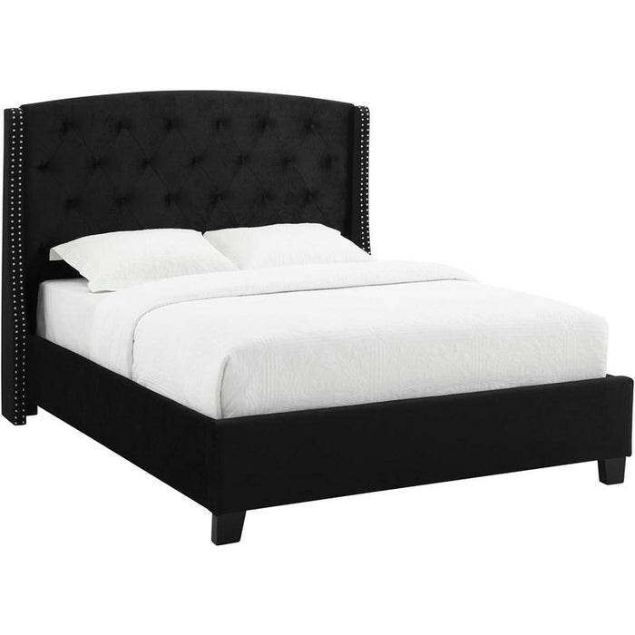 Eva Black Upholstered Queen Bed - Gate Furniture