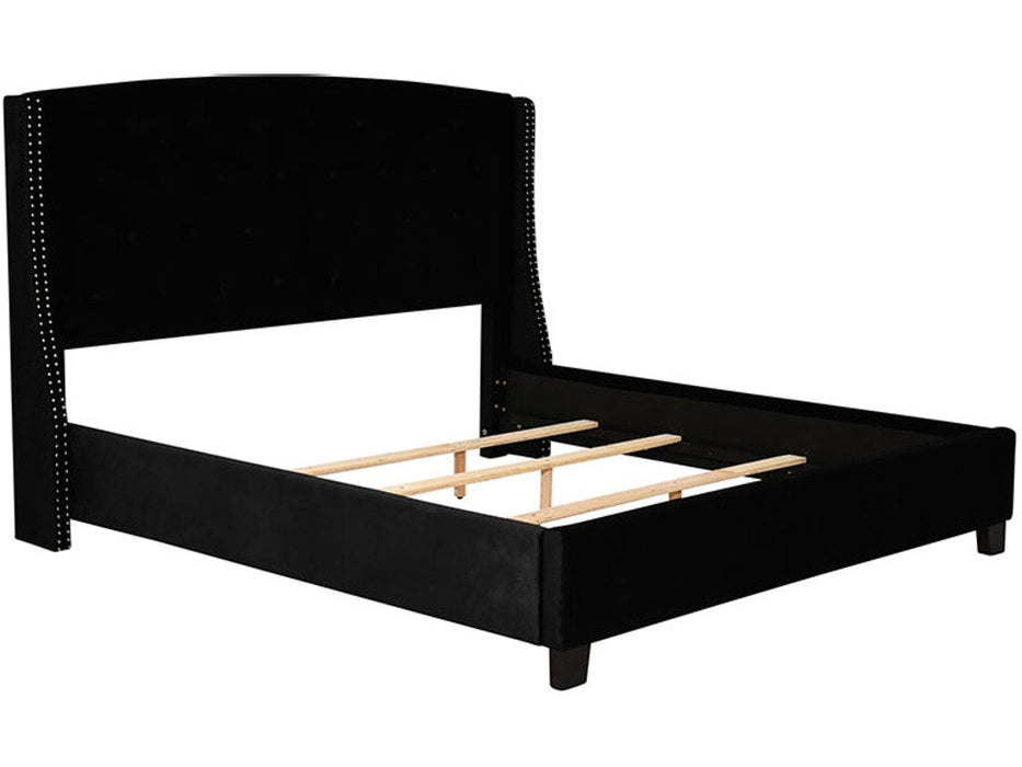 Eva Black Upholstered Queen Bed - Gate Furniture