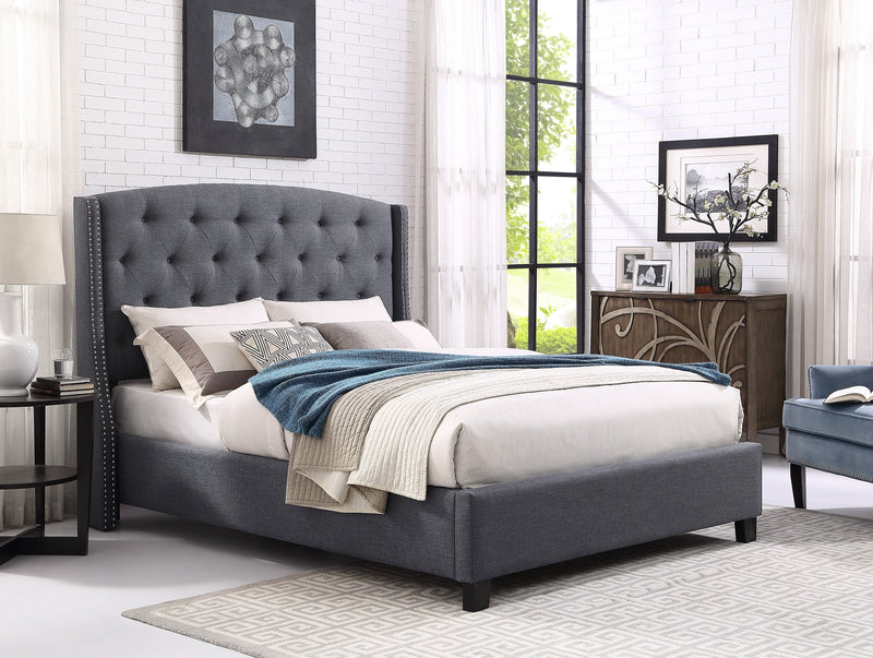Eva Gray Upholstered King Bed - Gate FurnitureKing Bed