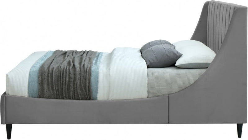 Eva Velvet Full Bed Grey - EvaGrey-F