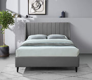 Eva Velvet King Bed Grey - Gate FurnitureKing Bed