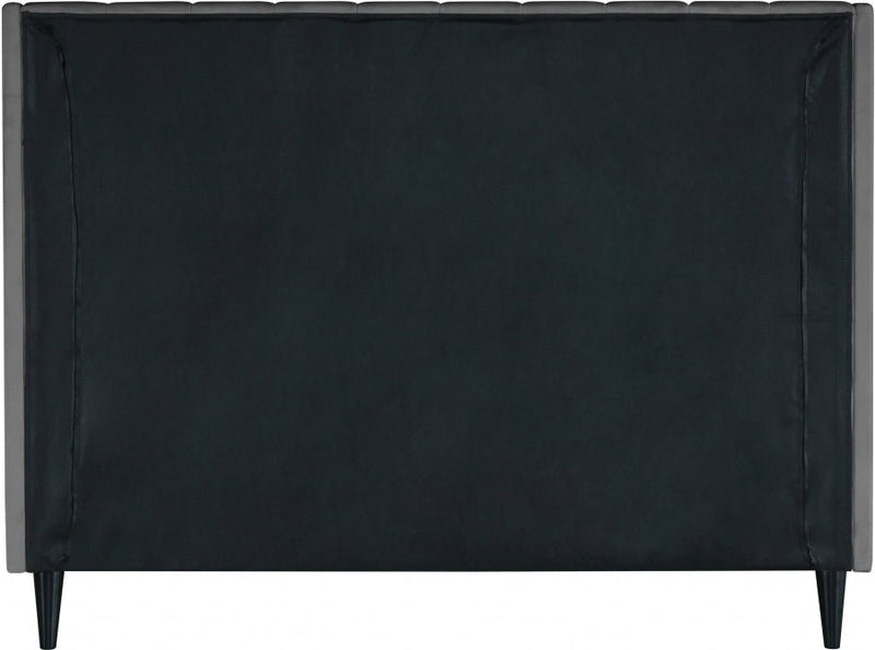 Eva Velvet King Bed Grey - Gate FurnitureKing Bed