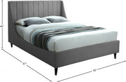 Eva Velvet King Bed Grey - Gate FurnitureKing Bed