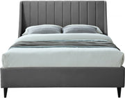 Eva Velvet King Bed Grey - Gate FurnitureKing Bed