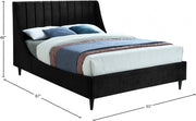 Eva Velvet Queen Bed Black - Gate FurnitureQueen Bed