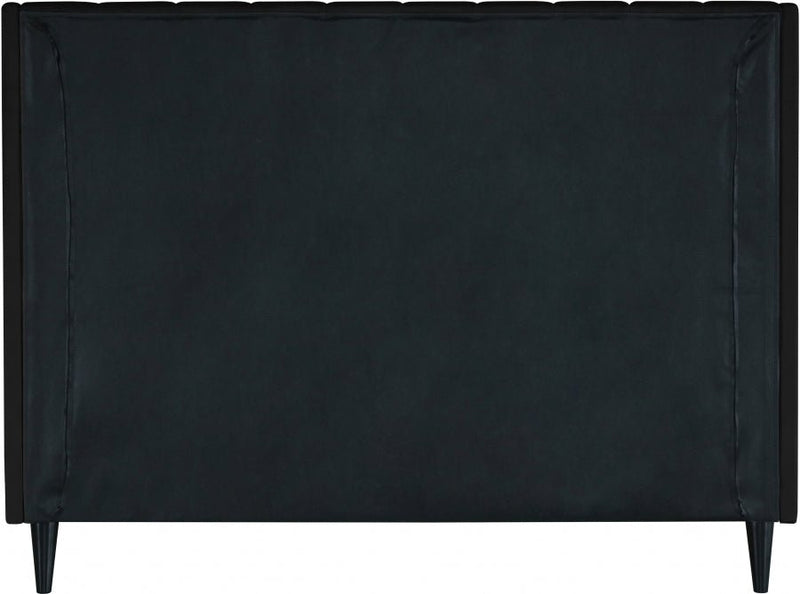 Eva Velvet Queen Bed Black - Gate FurnitureQueen Bed