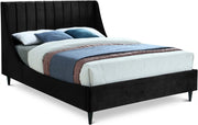 Eva Velvet Queen Bed Black - Gate FurnitureQueen Bed