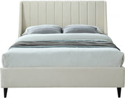 Eva Velvet Queen Bed Cream - Gate FurnitureQueen Bed