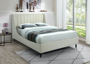 Eva Velvet Queen Bed Cream - Gate FurnitureQueen Bed