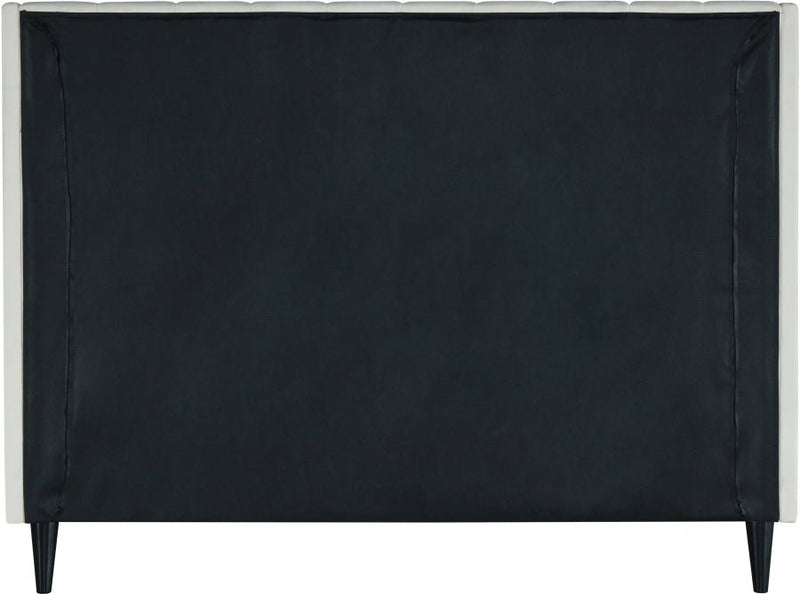 Eva Velvet Queen Bed Cream - Gate FurnitureQueen Bed