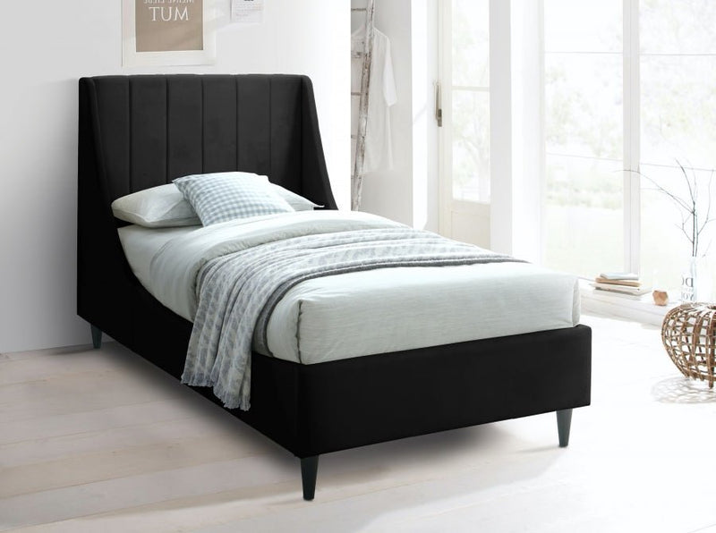 Eva Velvet Twin Bed Black - Gate FurnitureTwin Bed