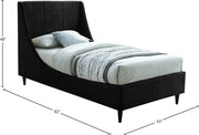 Eva Velvet Twin Bed Black - Gate FurnitureTwin Bed