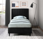 Eva Velvet Twin Bed Black - Gate FurnitureTwin Bed
