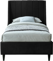 Eva Velvet Twin Bed Black - Gate FurnitureTwin Bed