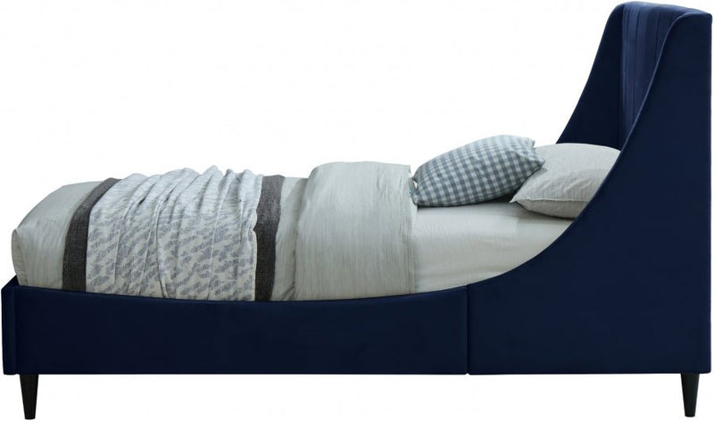 Eva Velvet Twin Bed Blue - Gate FurnitureTwin Bed