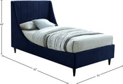 Eva Velvet Twin Bed Blue - Gate FurnitureTwin Bed