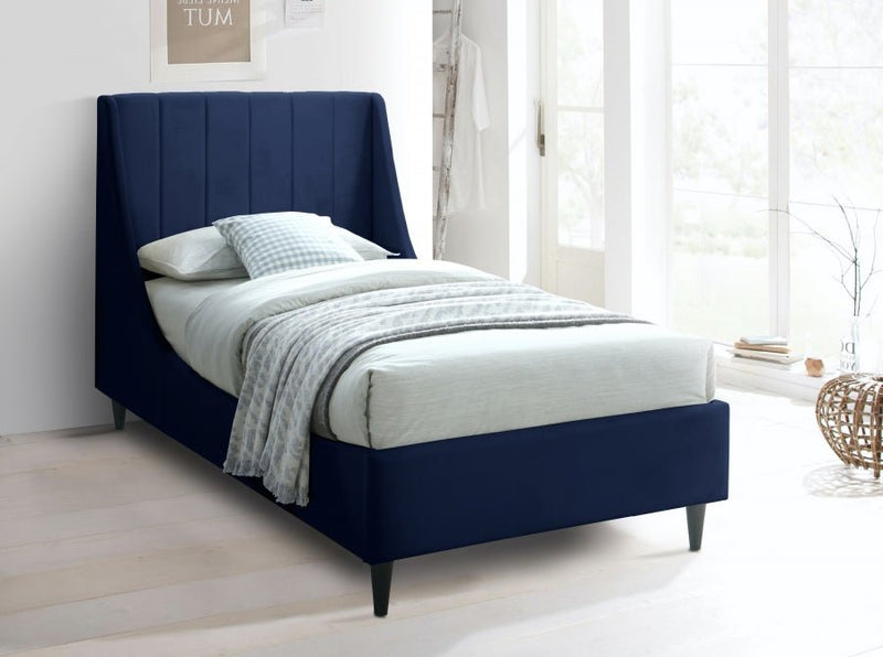 Eva Velvet Twin Bed Blue - Gate FurnitureTwin Bed