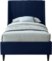Eva Velvet Twin Bed Blue - Gate FurnitureTwin Bed