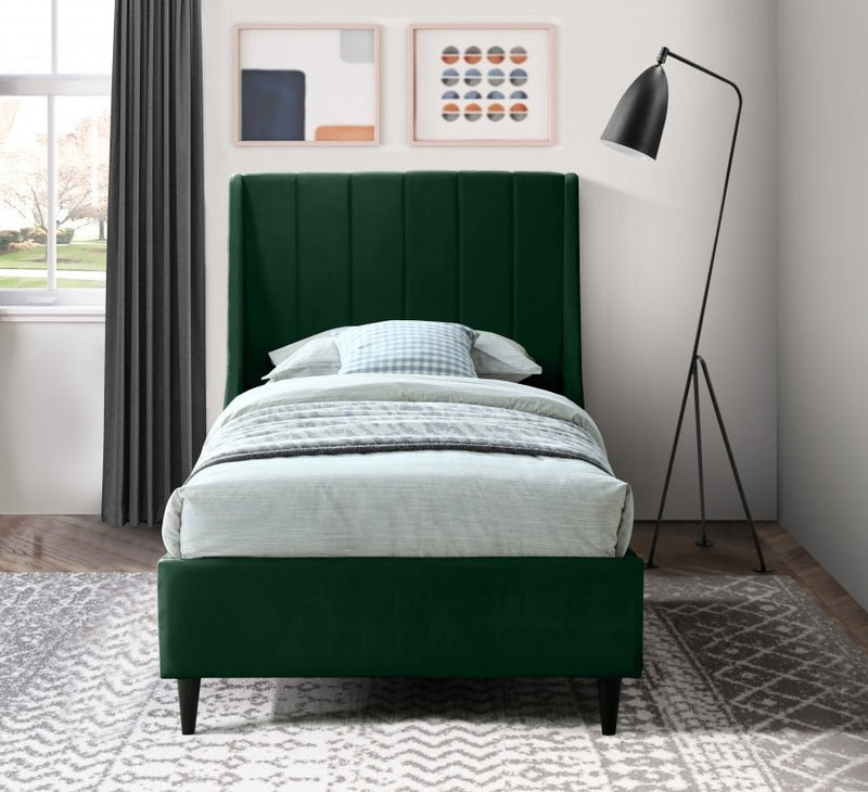 Eva Velvet Twin Bed Green - Gate FurnitureTwin Bed