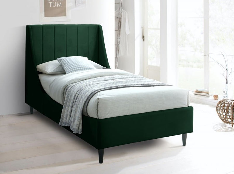 Eva Velvet Twin Bed Green - Gate FurnitureTwin Bed