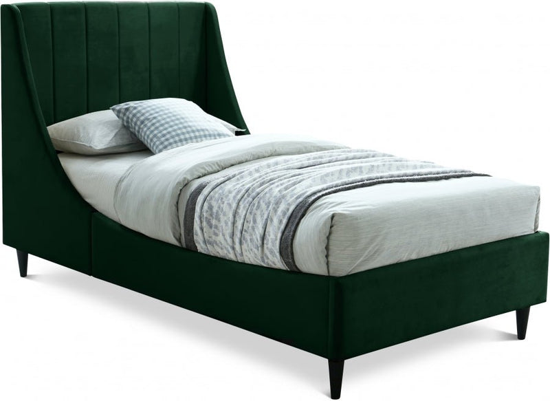 Eva Velvet Twin Bed Green - Gate FurnitureTwin Bed