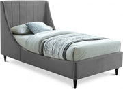 Eva Velvet Twin Bed Grey - Gate FurnitureTwin Bed