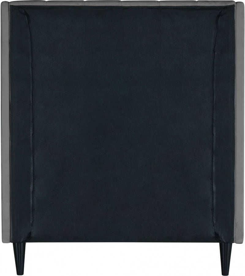 Eva Velvet Twin Bed Grey - Gate FurnitureTwin Bed