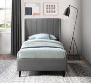 Eva Velvet Twin Bed Grey - Gate FurnitureTwin Bed