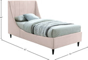 Eva Velvet Twin Bed Pink - Gate FurnitureTwin Bed