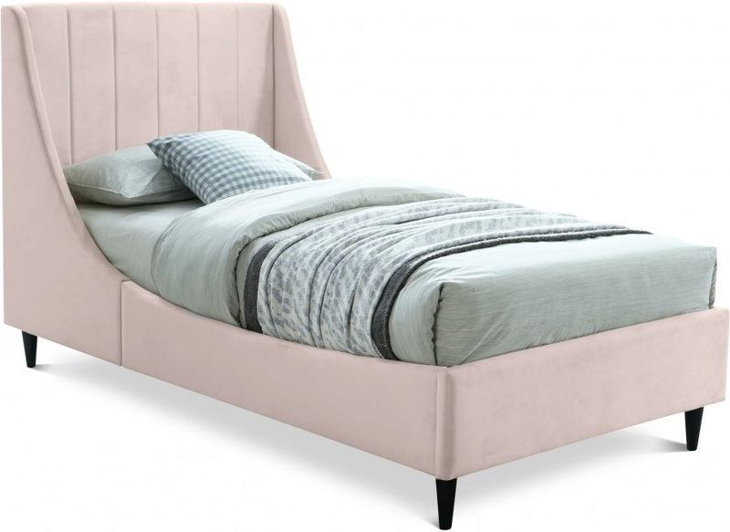 Eva Velvet Twin Bed Pink - Gate FurnitureTwin Bed
