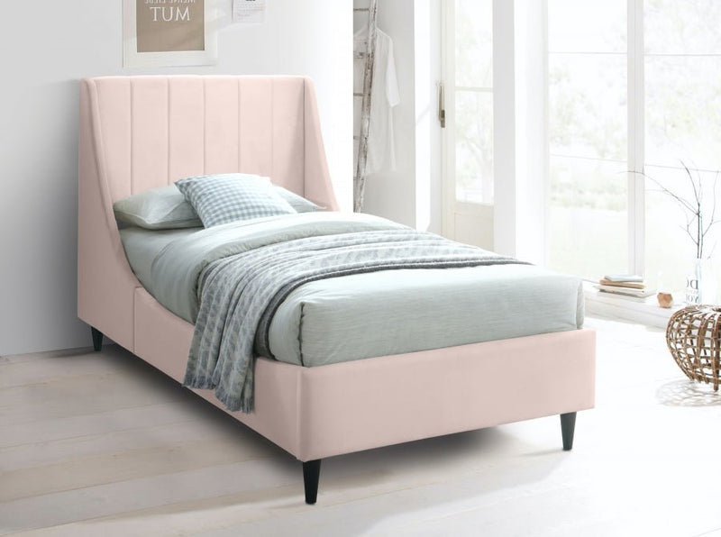 Eva Velvet Twin Bed Pink - Gate FurnitureTwin Bed