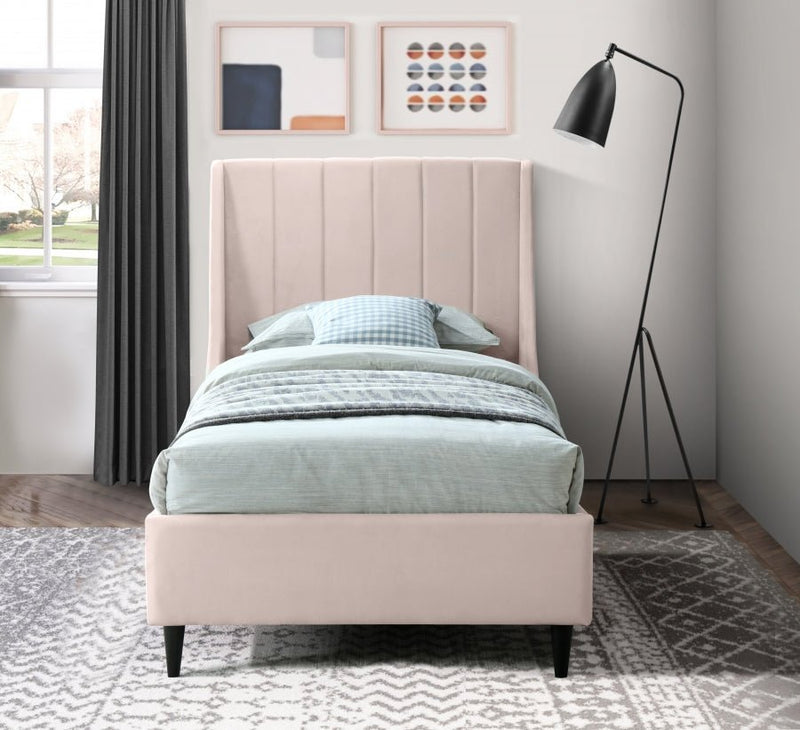 Eva Velvet Twin Bed Pink - Gate FurnitureTwin Bed
