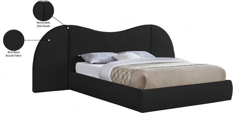 Everest Boucle Fabric Queen Bed (3 Boxes) Black - Gate FurnitureQueen Bed