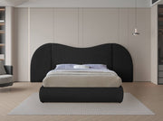 Everest Boucle Fabric Queen Bed (3 Boxes) Black - Gate FurnitureQueen Bed