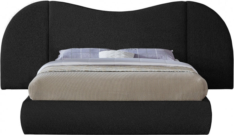 Everest Boucle Fabric Queen Bed (3 Boxes) Black - Gate FurnitureQueen Bed