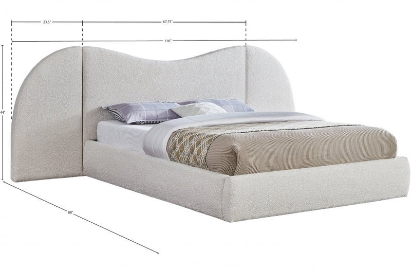 Everest Boucle Fabric Queen Bed (3 Boxes) Cream - Gate FurnitureQueen Bed