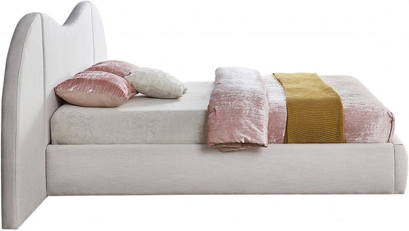 Everest Linen Textured Fabric King Bed (3 Boxes) Cream - Gate FurnitureKing Bed