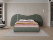 Everest Linen Textured Fabric King Bed (3 Boxes) Olive - Gate FurnitureKing Bed